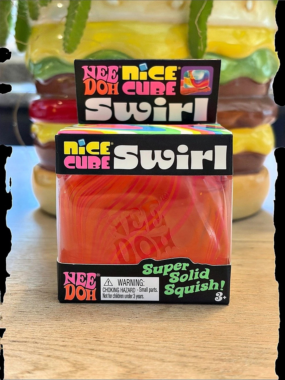 NeeDoh Nice Cube Swirl Super Solid Squish NWT Pink & Orange Swirl